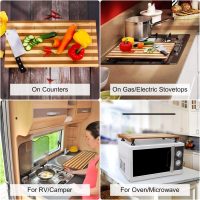 Bamboo Stovetop Cover&Countertop Cutting Board with Adjustable Legs, 21.14 x 11.42 inches Dual-purpose Chopping Board for Electric Stove Burner, Workspace Block Cover for RV Camping Camper Gas - Image 4