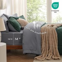 Bedsure Queen Comforter Set - 7 Pieces Reversible Forest Green Bedding, Queen Size Bed Set for All Seasons, Bed in a Bag with Down Alternative Comforter, Sheets, Pillowcases & Shams - Image 5