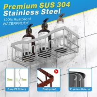 EUDELE 5-Pack Rustproof Stainless Steel Shower Caddy – No Drill Adhesive Bathroom Organizer with Large Capacity, Spacious Shower Shelves for Inside Shower, Kitchen & Home Decor Storage-XL Size - Image 5