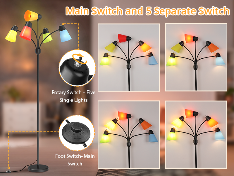 folksmate led floor lamp, medusa multi head modern