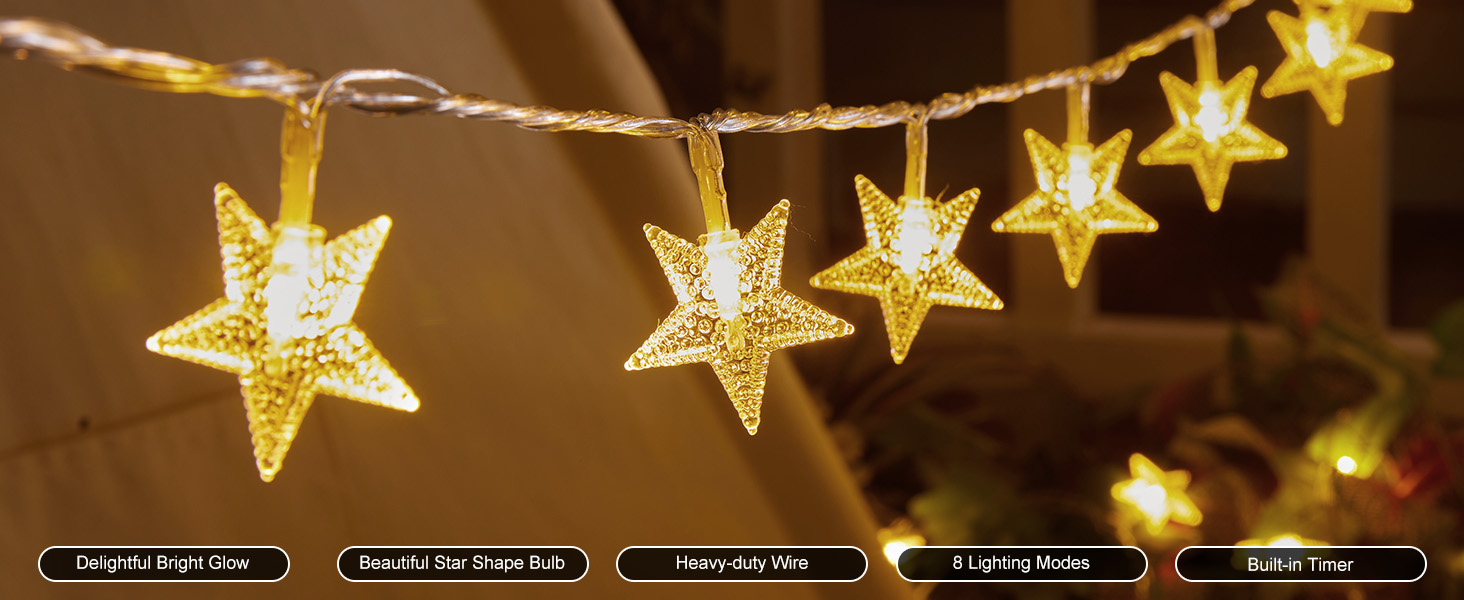 17ft Battery Star String Lights with Remote