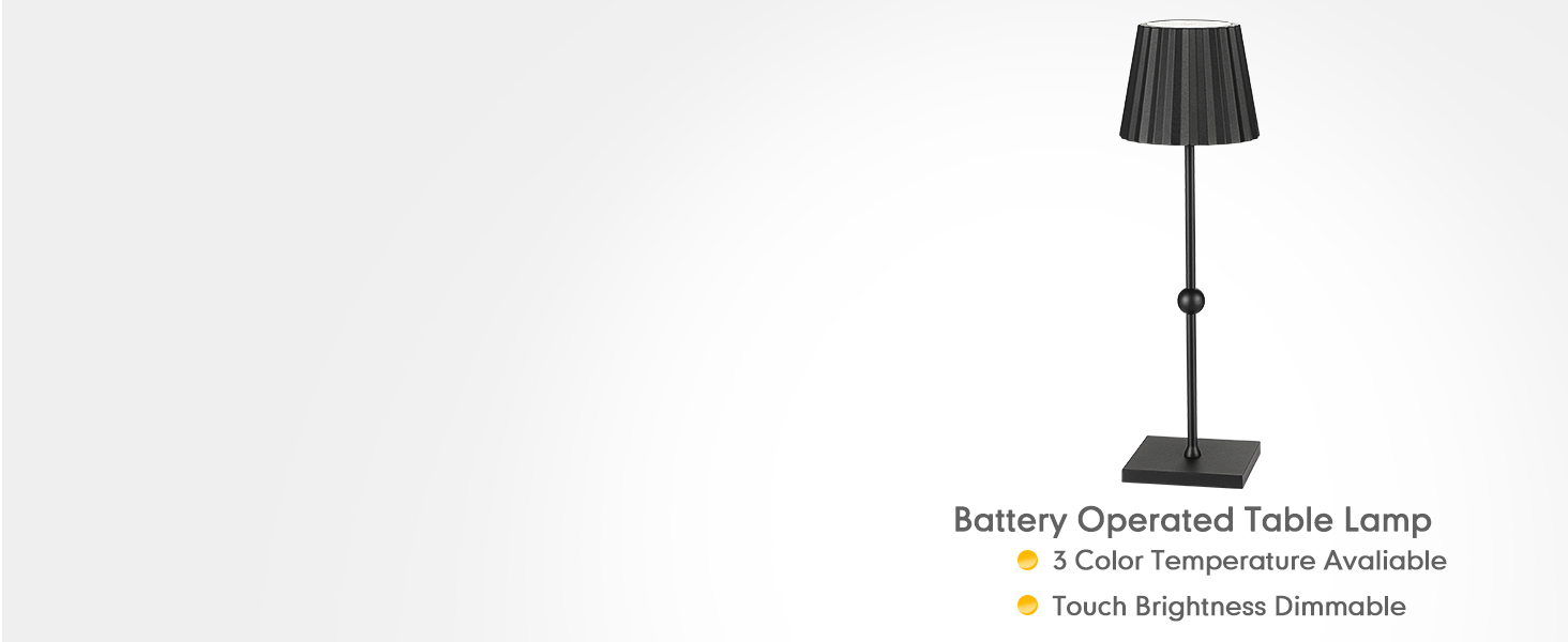 cordless battery operated led table lamp night light touch control dimmable light