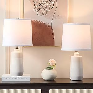 neutral bedside lamps for nightstand set of 2