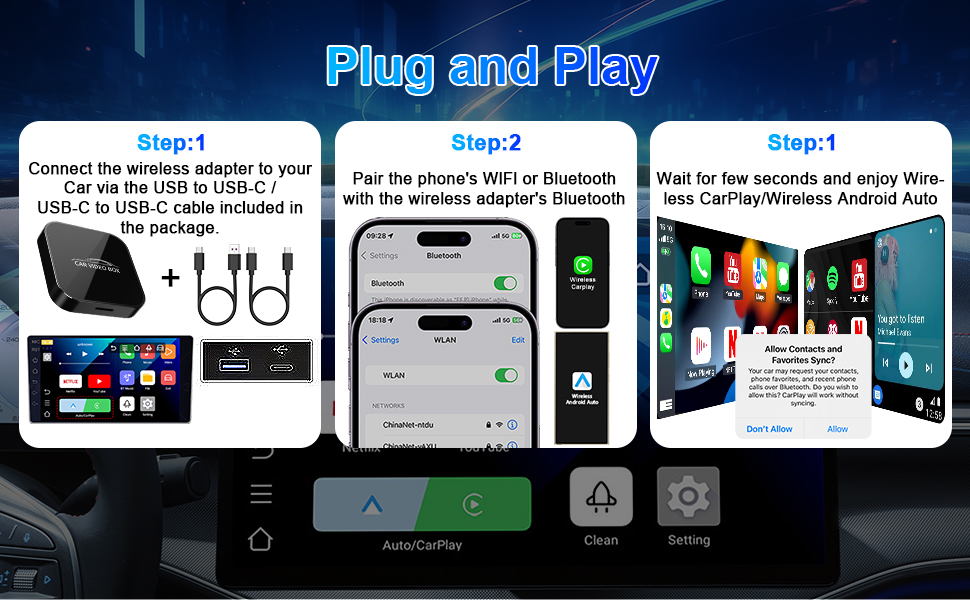 Wireless Carplay Adapter and Android Auto Wireless Adapter