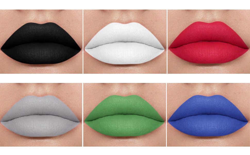 white black red grey blue green lipstick set