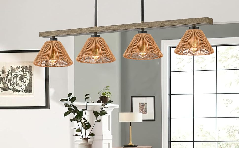 Boho Rattan Pendant Lamp Replacement