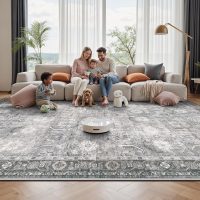 5x7 Area Rugs, Soft Non Slip Low Pile Washable Rug, Boho Modern Rug for Living Room, Bedroom, Dining Room, Distressed Grey - Image 7