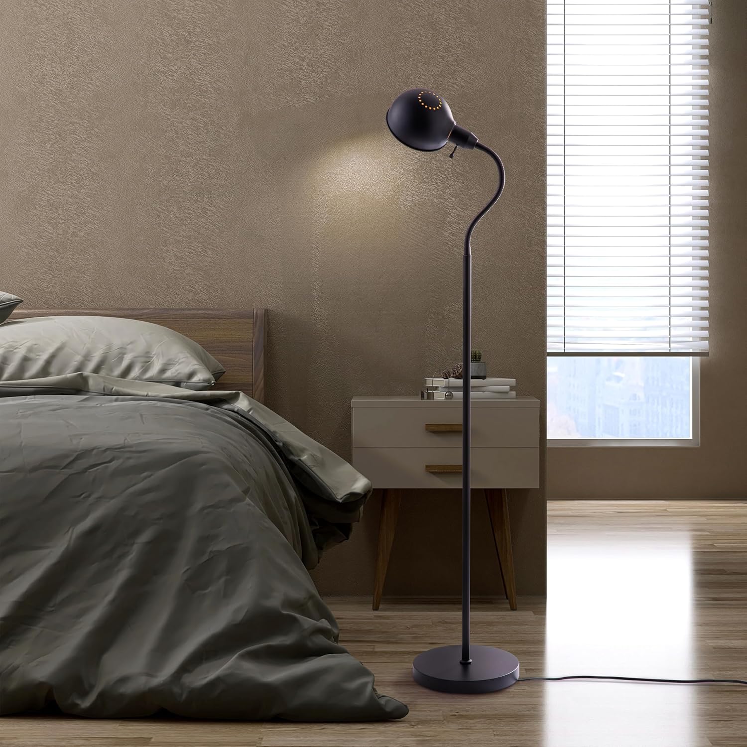 O'Bright Nova - Adjustable Floor Lamp with Flexible Gooseneck and Rotatable Shade, E26 Socket, 10-Inch Base - Ideal for Reading, Bedside, Living Room, Antique Brass - Image 7
