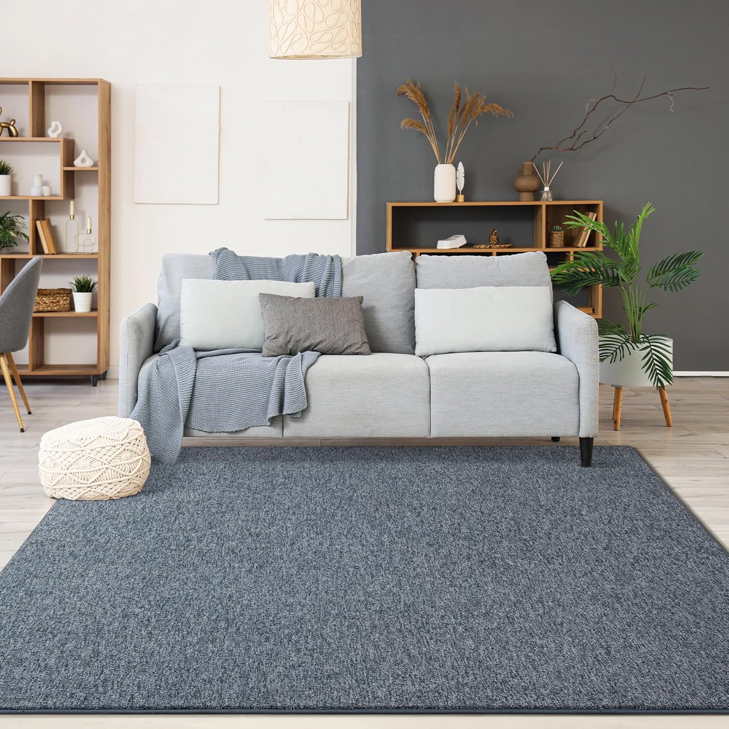 Chicrug Modern 3x5 Area Rugs for Bedroom Living Room, Memory Foam Low-plie Carpet Rug for Kids Playroom, Indoor Floor Rug for Bedside Dorm Dining Room Home Decor, Dark Blue and White - Image 5