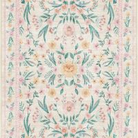 5x7 Pink Floral Nursery Rug,Pink Rugs for Bedroom Girls,Machine Washable Non Slip Soft Faux Wool Carpet,Cute Boho Indoor Area Rugs for Kids Room or Playroom - Image 9