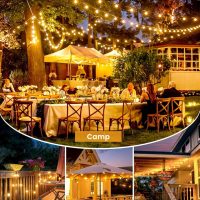 Brightown 58FT Solar String Lights Outdoor with Remote Cable Ties and Hooks, Commercial Grade Patio Lights with 26 LED Shatterproof Bulbs, 3 Light Modes Hanging Light for Backyard Party Decor - Image 9