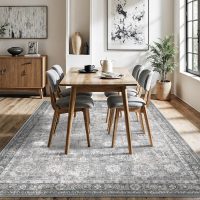 5x7 Area Rugs, Soft Non Slip Low Pile Washable Rug, Boho Modern Rug for Living Room, Bedroom, Dining Room, Distressed Grey - Image 4