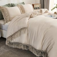 Andency Comforter Queen Size Set Beige, 3 Pieces Tassel Boho Lightweight Winter Bedding Comforters & Sets, All Season Bed Set (90x90In Comforter & 2 Pillowcases) - Image 8