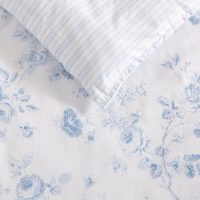 Laura Ashley - Queen Comforter Set, Soft Cotton Bedding with a Medium Weight for Year Round Use, Reversible 3 Piece Bed Set with Matching Pillowcases (Belinda Chambray Blue) - Image 3
