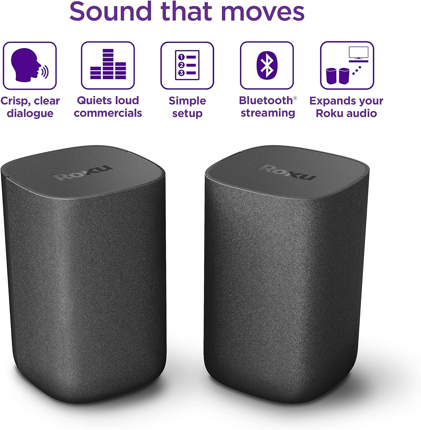 Roku Wireless Speakers (for Roku Streambars or Roku TV),Black 2 Count (Pack of 1) - Image 3