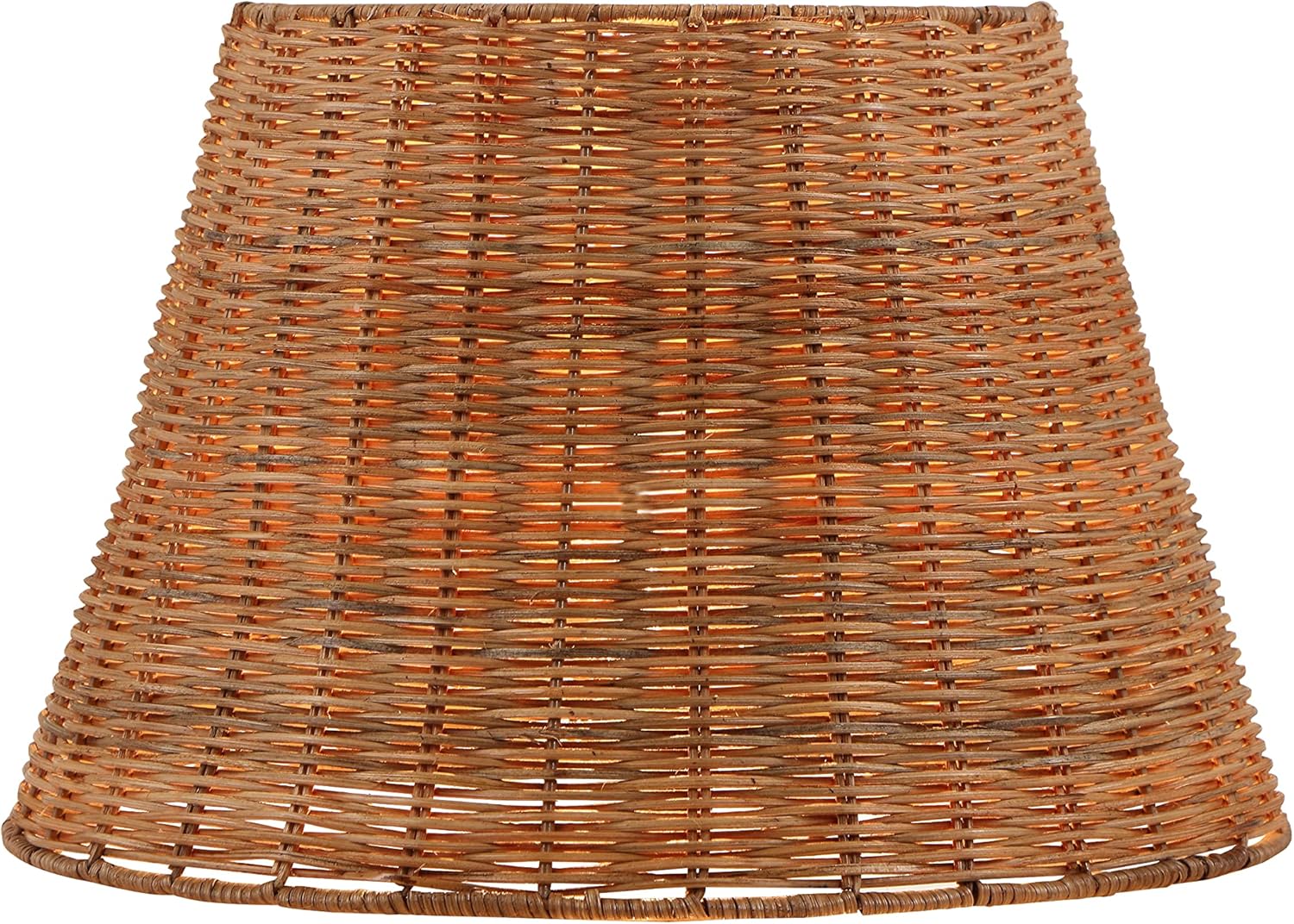 Aspen Creative 32989, Empire Natural Rattan Spider Shade, 9" Top x 14" Bottom x 9-1/2" Slant - Image 2