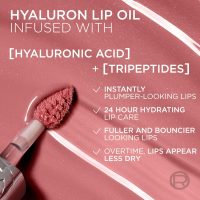 L'Oreal Paris Plump Ambition Hyaluron Lip Oil, 24 HR Lip Gloss with Hyaluronic Acid, Volumizing Formula with Glass-Like Shine, Worth It 601, 0.16 Fl Oz - Image 6