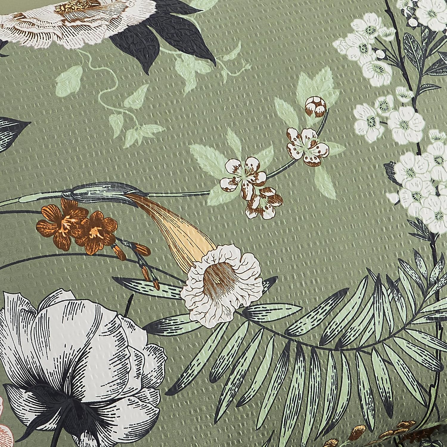CASAAGUSTO King Size Comforter Set - 7 Pieces Green Floral Bedding Sets, King Bed in a Bag with Botanical Butterfly Comforter, Sheets, Pillowcases & Shams for All Seasons - Image 7