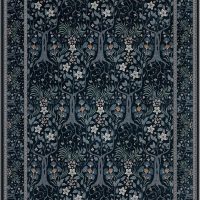 Joydeco Machine Washable Area Rugs 5x7, Boho Floral Rug for Bedroom Non Slip, Soft Forest Botanical Low-Pile Floor Indoor Throw Carpet for Living Dining Room Dorm Office, Blue-Black - Image 8
