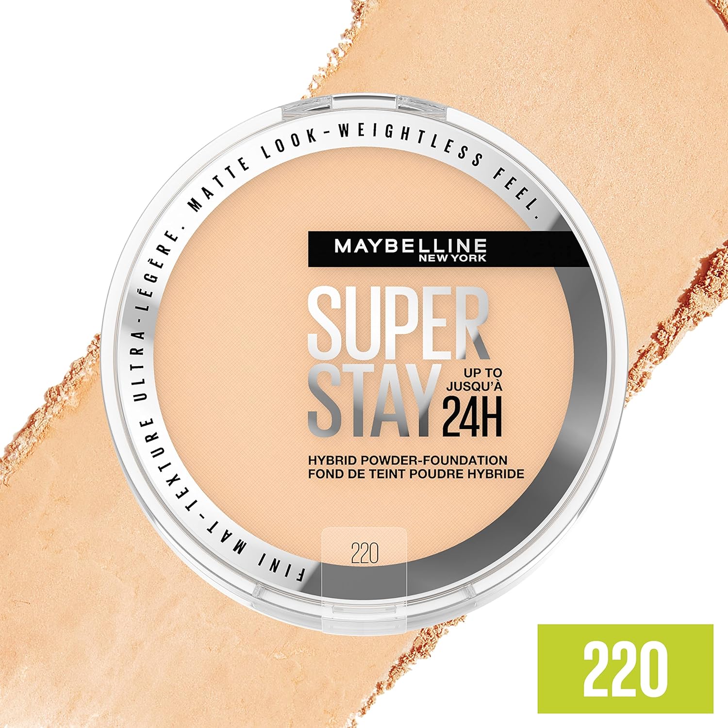 Maybelline Super Stay Up to 24HR Hybrid Powder-Foundation, Medium-to-Full Coverage Makeup, Matte Finish, 220, 1 Count - Image 3