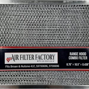 Air Filter Factory Replacement For 41F, 97007696, 97005687 Broan Nutone Range Hood Grease Mesh Charcoal Carbon Combo - Filter Size 8.75 x 10.5 x .44 Inches