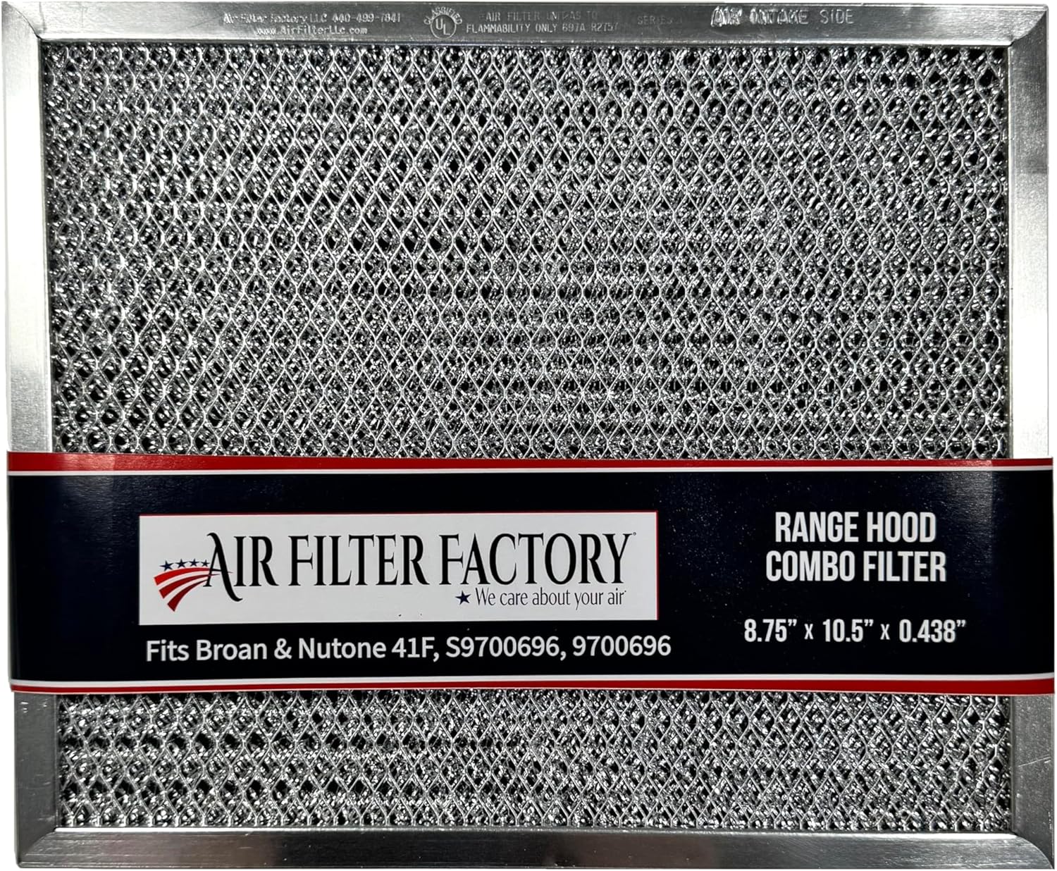 Air Filter Factory Replacement For 41F, 97007696, 97005687 Broan Nutone Range Hood Grease Mesh Charcoal Carbon Combo - Filter Size 8.75 x 10.5 x .44 Inches