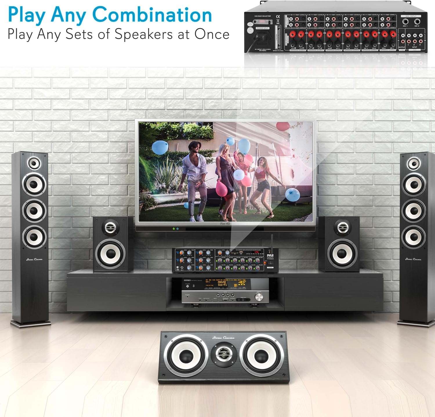 Pyle 8-Channel Wireless Bluetooth Power Amplifier - 4000W Rack Mount Multi Zone Sound Mixer Audio Home Stereo Receiver Box System w/ RCA, USB, AUX - For Speaker, PA, Theater, Studio/Stage - PT8050CH - Image 4