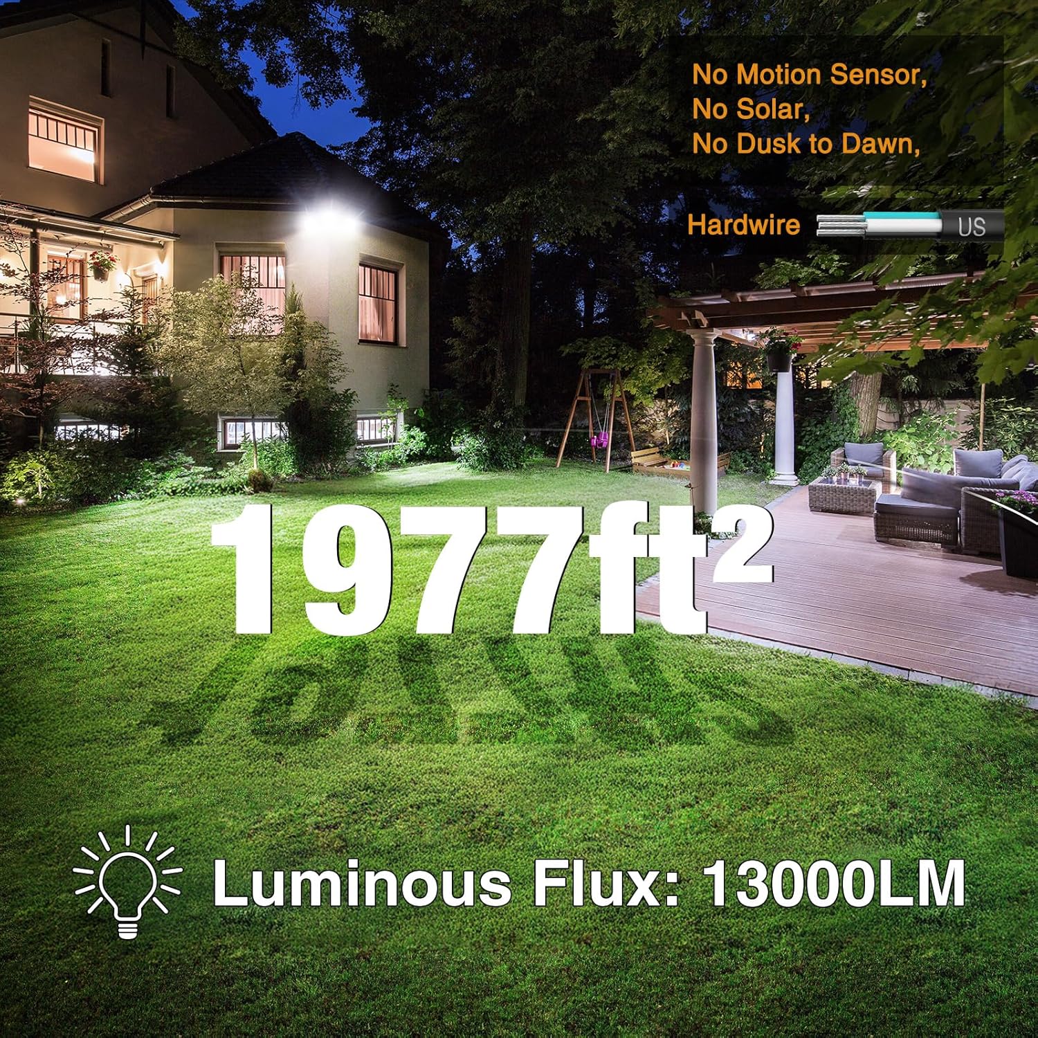 Onforu 130W LED Security Light, 13000LM Outdoor Indoor Flood Light Switch Controlled, IP65 Waterproof LED Exterior Floodlight, 6500K White Wall Mount Security Lighting for Entryway,Garage,Yard,Eave - Image 3