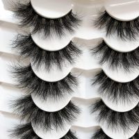 Pooplunch False Eyelashes Faux Mink Lashes Cat-Eye Look 18MM Wispy Long 8D Volume Fake Eyelash Strips 7 Pairs Pack - Image 2