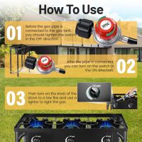 Outdoor Camping Stove, 225000 BTU, High Pressure 3 Burner, Propane Gas Cooker with Detachable Legs, 30 PSI Regulator - Image 5