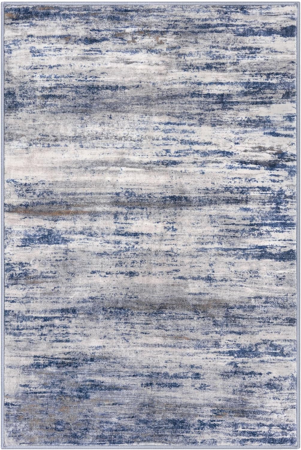 KOZYFLY 3x5 Area Rug Modern Ombre Rug for Bedroom, Washable Rug Non-Slip Soft Striped Living Room Area Rug, Print Grey-Blue Abstract Carpet for Laundry Nursery - Image 9