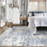 5x7 Area Rugs for Living Room, Washable Modern Abstract Large Area Rug Neutral Soft Non Slip Kids Rug Stain Resistant Indoor Carpet for Bedroom Nursery Dining Room Home Office(Blue, 5'x7') - Image 3
