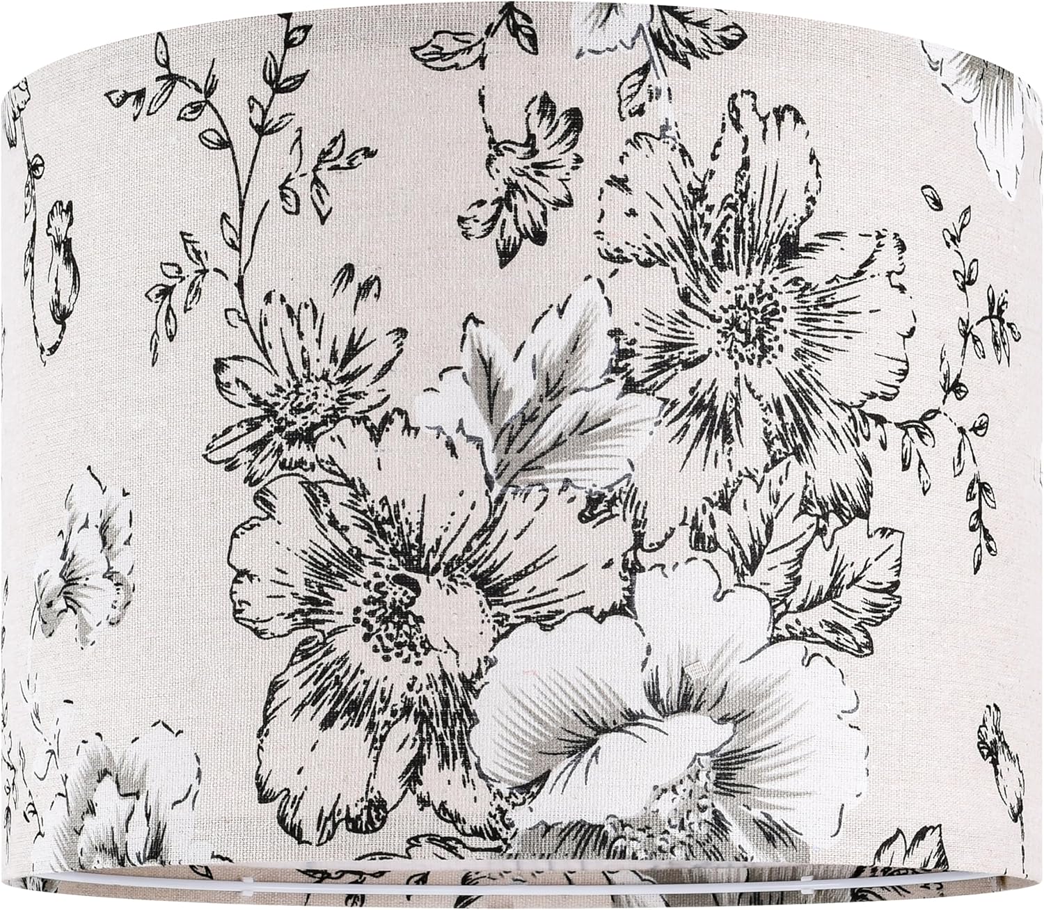 Chrysanthemum Pattern Printed Lamp Shade, Drum Lampshades 14" Top x 14" Bottom x 11" High, Seaside village Medium Lampshades (Spider Fitter), Natural Linen Hand Crafted, Easy Assembly Required - Image 8