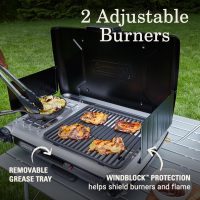 Coleman Tabletop 2-in-1 Grill & Stove with 2 Adjustable Burners, Propane Grill/Stove with Push-Button Starter, Wind Guards, Grease Tray, & 20,000 BTUs of Power for Camping, Tailgating, & More - Image 3