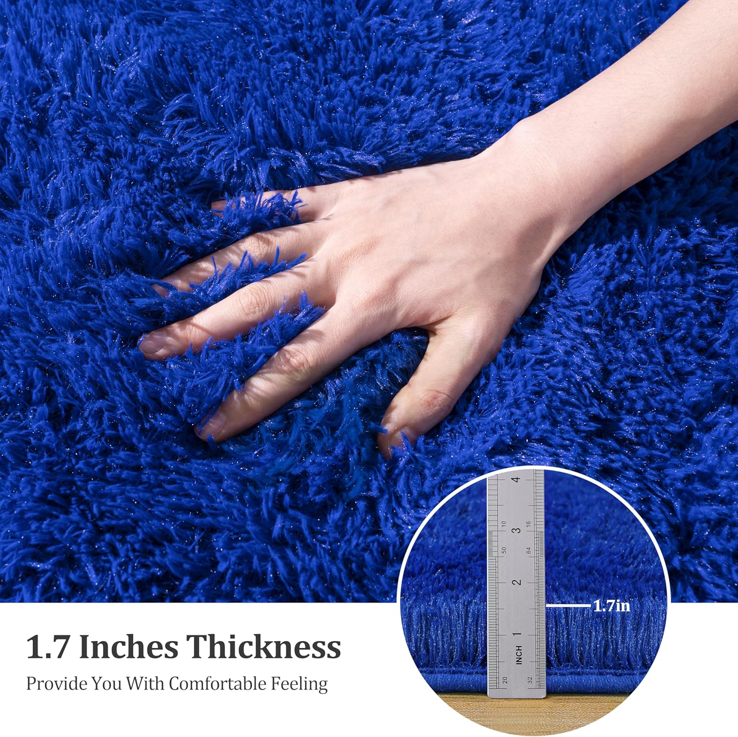 Blue Fluffy Area Rug for Bedroom, 4x5.9 Feet Shag Rugs for Living Room, Kids Rooms Boys Room Nursery, Soft and Comfy, Fuzzy Carpet Teen Dorm Home Decor Aesthetic, Upgrade Non Slip - Image 5