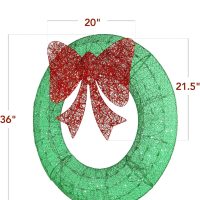 Best Choice Products 36in Pre-Lit Outdoor Christmas Wreath Decoration, LED Metal Holiday Decor for Home w/ 120 Lights, Bow - Green/Red - Image 7