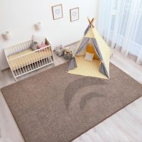 Keeko 4x6 Area Rugs for Living Room, Soft Modern Memory Foam Bedroom Rug Washable Indoor Rug Low Pile Minimalist Non Slip Carpet for Kids Nursery Dorm Room Home Decor Brown and White - Image 6