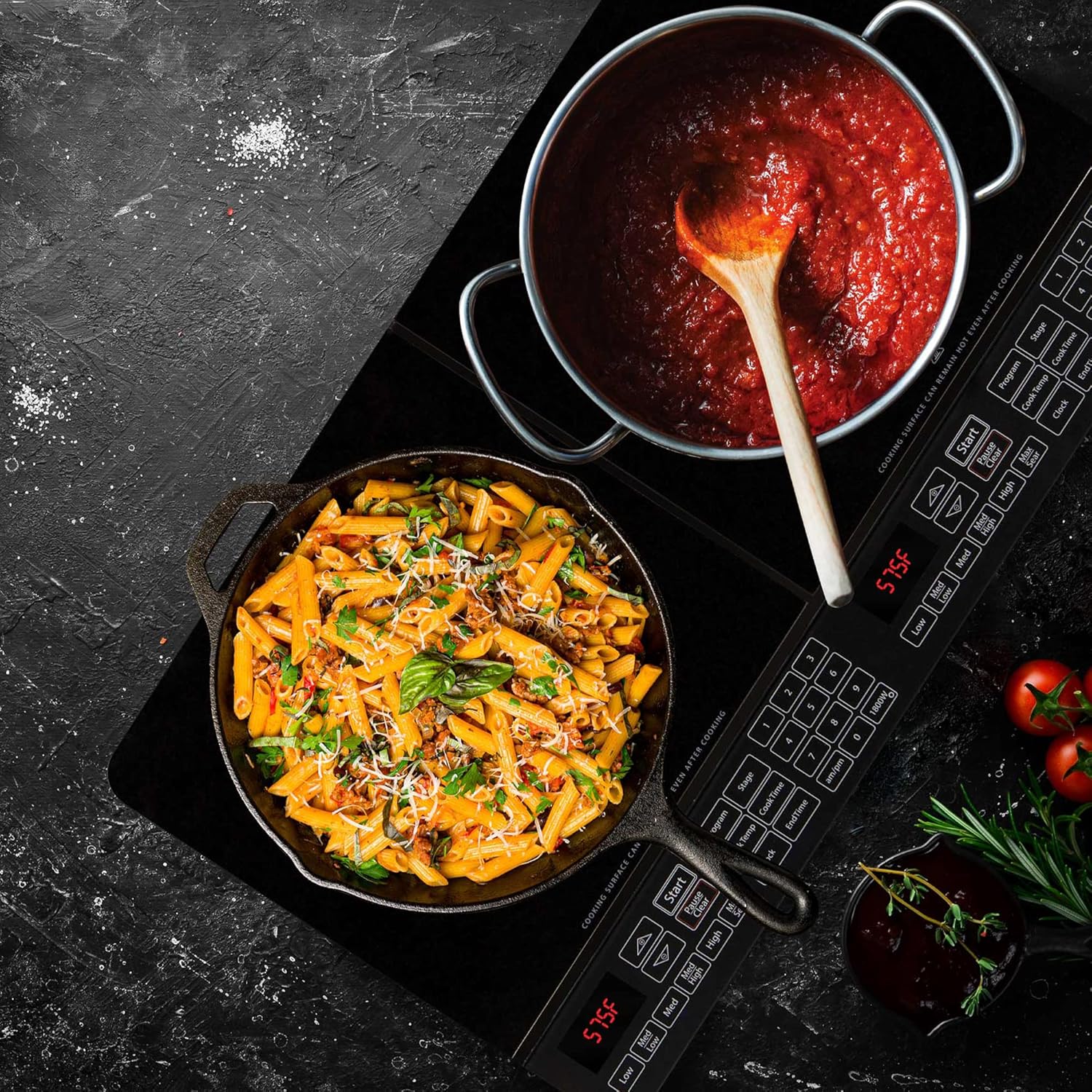 Nuwave Double Induction Cooktop, Powerful 1800W, 2 Large 8” Heating Coils, Independent Controls, 94 Temp Settings from 100°F to 575°F in 5°F Increments, 2 x 11.5” Shatter-Proof Ceramic Glass Surface - Image 4