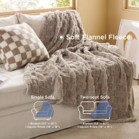 Bedsure Comforter Queen Size 5 Pieces - Queen Size Comforter Set with Checkered Throw Blanket and Decorative Pillow, Lightweiget Bedding, All Season Bedding Sets, Linen Beige - Image 3