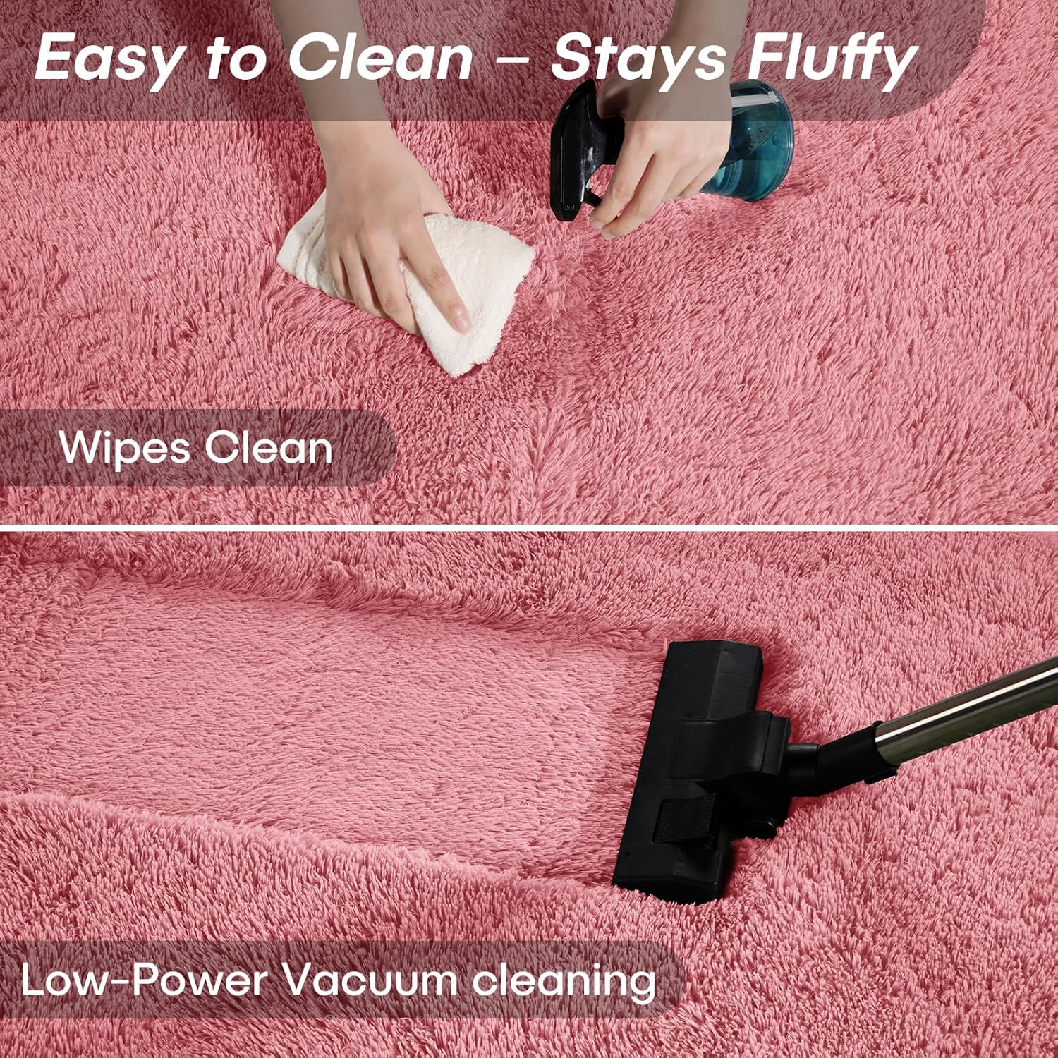 FVVRAX 4x6 ft Ultra Soft Shag Area Rug - Plush Fluffy Non-Shedding Carpet for Bedroom & Living Room, Modern Home Decor Bedside Rug for Kids Nursery Dorms, Easy Clean, Pink - Image 6