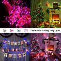 BrizLabs Christmas Fairy Lights - 66ft 200 LED Color Changing Fairy Lights with Remote, Plug-in RGB Rainbow Xmas Twinkle Light Indoor Purple Orange Starry Light for Xmas Halloween Home Party Wedding - Image 8