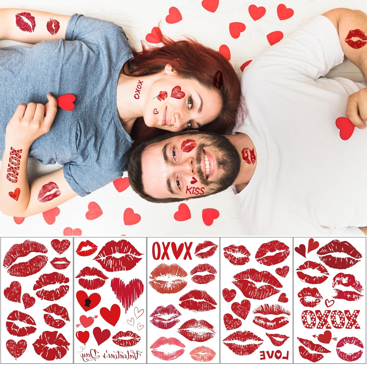 Cupid Costume Women - 120 Pack Kiss Tattoos Temporary - Lip Tattoo Cupid Accessories Bow and Arrow Shirts Dress | Heart Lipstick Stickers Gifts Holiday Party Favors Crafts Decor for Women Adults - Image 5