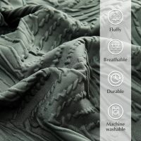 Geniospin Queen Comforter Set - 7 Pieces Dark Green Bedding Set, Botanical Textured Comforter Bed Set, All Season Lightweight Bed in a Bag with Comforter, Sheets, Pillowcases & Shams - Image 6