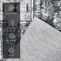 Vintage 3' x 5 ' Washable Area Rug - Stylish Indoor Rug for Living, Dining or Bedroom - Lightweight Carpet with Non-Slip Backing - Foldable for Easy Placement and Maintenance - Grey - Image 6