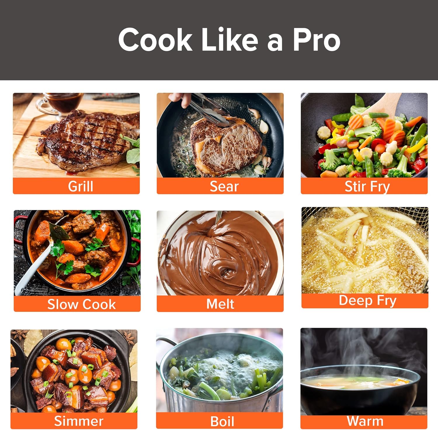 Nuwave Double Induction Cooktop, Powerful 1800W, 2 Large 8” Heating Coils, Independent Controls, 94 Temp Settings from 100°F to 575°F in 5°F Increments, 2 x 11.5” Shatter-Proof Ceramic Glass Surface - Image 2