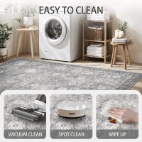 5x7 Area Rugs, Soft Non Slip Low Pile Washable Rug, Boho Modern Rug for Living Room, Bedroom, Dining Room, Distressed Grey - Image 5
