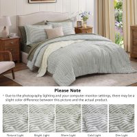 Queen Comforter Set - 7 Pieces Green Gauze Muslin Bedding Sets for All Seasons, Lightweight Breathable Bed in a Bag Queen with Revesible Farmhouse Comforter, Sheets, Pillowcases & Shams - Image 7