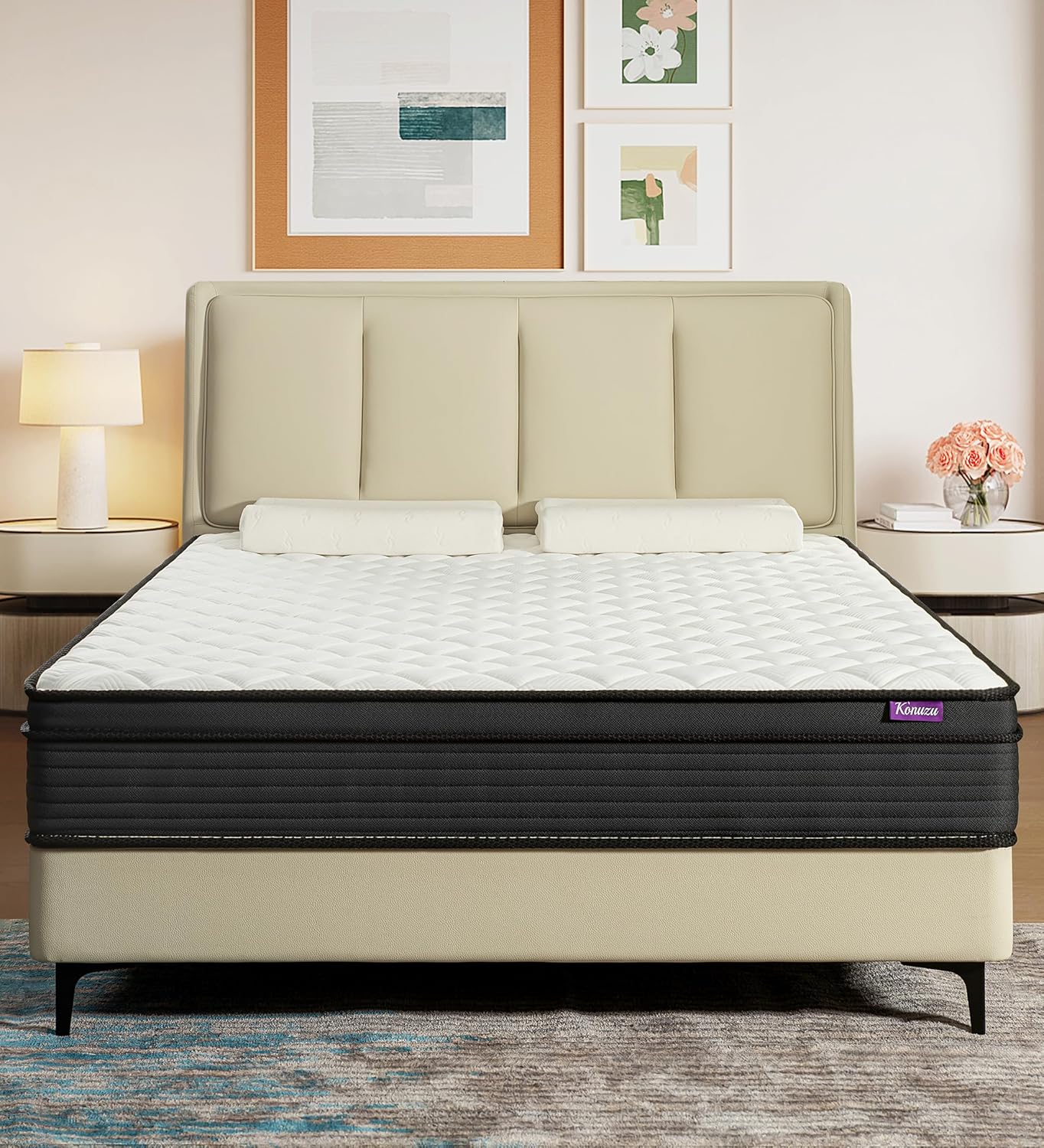 Queen Mattress,12 Inch Memory Foam Hybrid Mattresses in a Box with Individual Pocket Spring,for Pressure Relief & Motion Isolation Queen Size Mattress.