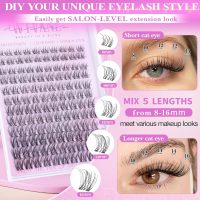 Wispy Lash Clusters Kit Venus Invisible Band Eyelash Clusters 8-16mm Lash Extension Kit Natural Lashes Clusters Eyelash Extension Kit with Thin Band Lash Cluster Clear Lash Glue and Tweezers by Wtvane - Image 2