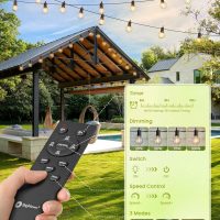 Brightown 58FT Solar String Lights Outdoor with Remote Cable Ties and Hooks, Commercial Grade Patio Lights with 26 LED Shatterproof Bulbs, 3 Light Modes Hanging Light for Backyard Party Decor - Image 2